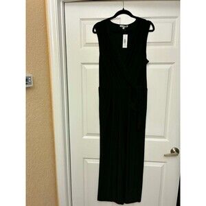 Annalee + Hope Black Jumpsuit XL Sleeveless Wrap Tie Waist Wide Leg NWT